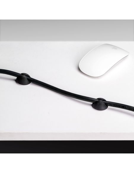 Emuca Lotto di 2 Portacavi da sotto tavolo, Lunghezza 430 mm, Acciaio, Verniciato nero