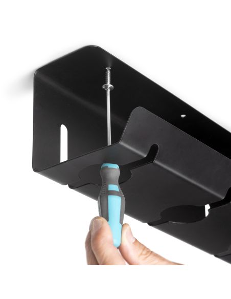 Emuca Lotto di 2 Portacavi da sotto tavolo, Lunghezza 430 mm, Acciaio, Verniciato nero