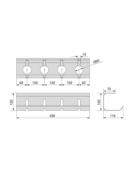 Emuca Lotto di 2 Portacavi da sotto tavolo, Lunghezza 430 mm, Acciaio, Verniciato nero