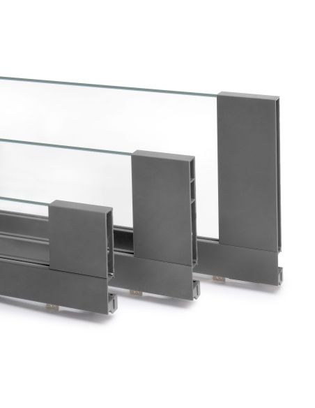 Emuca cassetto esterno Vertex 40 kg con laterale in vetro 93 mm di altezza, 450 mm di profondità, Grigio, Alluminio e Vetro