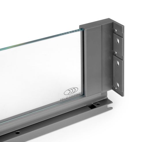 Emuca cassetto esterno Vertex 40 kg con laterale in vetro 131 mm di altezza, 500 mm di profondità, Grigio, Alluminio e Vetro