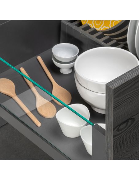 Emuca cassetto esterno Vertex 40 kg con laterale in vetro 178 mm di altezza, 500 mm di profondità, Grigio, Alluminio e Vetro