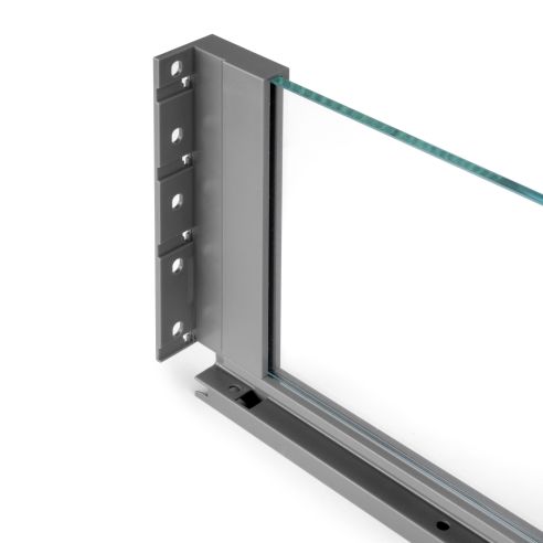 Emuca cassetto esterno Vertex 40 kg con laterale in vetro 178 mm di altezza, 500 mm di profondità, Grigio, Alluminio e Vetro