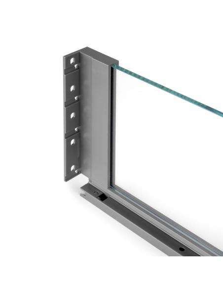 Emuca cassetto esterno Vertex 40 kg con laterale in vetro 178 mm di altezza, 500 mm di profondità, Grigio, Alluminio e Vetro