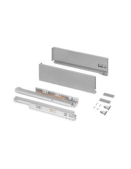 Emuca Cassetto esterno Vertex 40kg altezza 131mm, profondità 450mm, Acciaio, Grigio verniciato