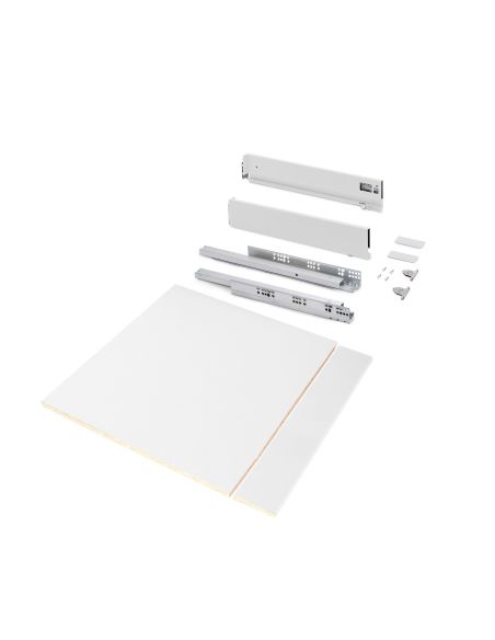 Emuca Kit cassetto per cucina o bagno Vertex di altezza 93 mm con pannelli inclusi., 600, Verniciato bianco, Vari