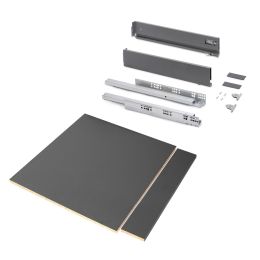 Emuca Kit cassetto per cucina o bagno Vertex di altezza 93 mm con pannelli inclusi., 600, Grigio antracite, Vari