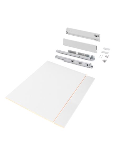 Emuca Kit cassetto per cucina o bagno Vertex di altezza 93 mm con pannelli inclusi., 900, Verniciato bianco, Vari
