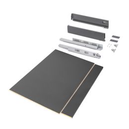 Emuca Kit cassetto per cucina o bagno Vertex di altezza 93 mm con pannelli inclusi., 900, Grigio antracite, Vari