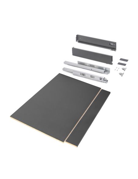 Emuca Kit cassetto per cucina o bagno Vertex di altezza 93 mm con pannelli inclusi., 900, Grigio antracite, Vari