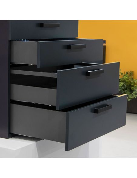 Emuca Kit cassetto per cucina o bagno Vertex di altezza 93 mm con pannelli inclusi., 900, Grigio antracite, Vari