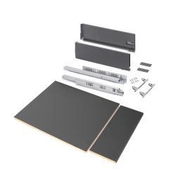 Emuca Kit cassetto per cucina o bagno Vertex di altezza 178 mm con pannelli inclusi., 450, Grigio antracite, Vari