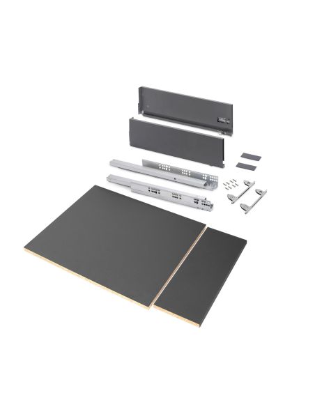 Emuca Kit cassetto per cucina o bagno Vertex di altezza 178 mm con pannelli inclusi., 450, Grigio antracite, Vari