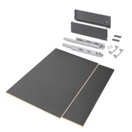 Emuca Kit cassetto per cucina o bagno Vertex di altezza 178 mm con pannelli inclusi., 900, Grigio antracite, Vari
