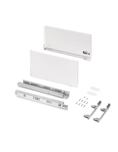 Emuca Cassetto esterno Vertex 60kg, altezza 242mm, profondità 450mm, Acciaio, Verniciato bianco