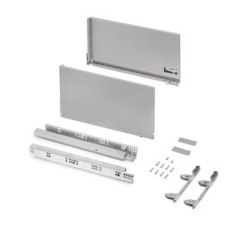 Emuca Cassetto esterno Vertex 60kg, altezza 242mm, profondità 450mm, Acciaio, Verniciato alluminio