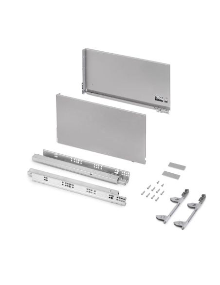 Emuca Cassetto esterno Vertex 60kg, altezza 242mm, profondità 450mm, Acciaio, Verniciato alluminio