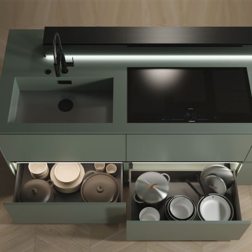 Emuca Cassetto esterno Vertex 60kg, altezza 242mm, profondità 450mm, Acciaio, Verniciato alluminio