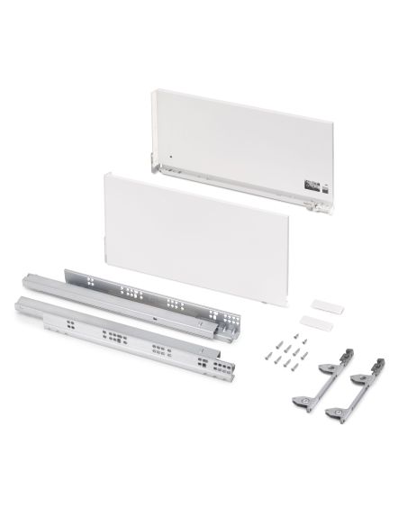 Emuca Cassetto esterno Vertex 60kg, altezza 242 mm, profondità 500 mm, Acciaio, Verniciato bianco