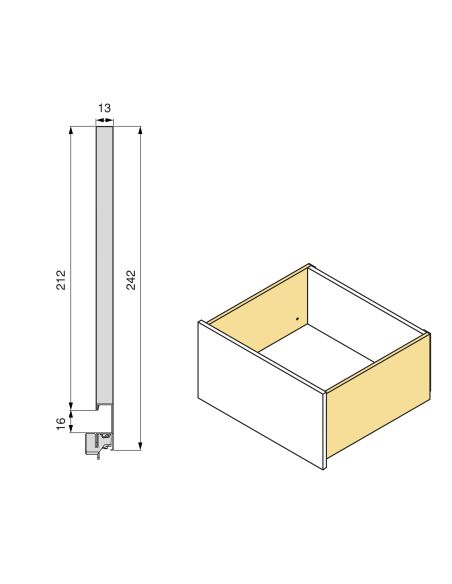 Emuca Cassetto esterno Vertex 60kg, altezza 242 mm, profondità 500 mm, Acciaio, Verniciato bianco