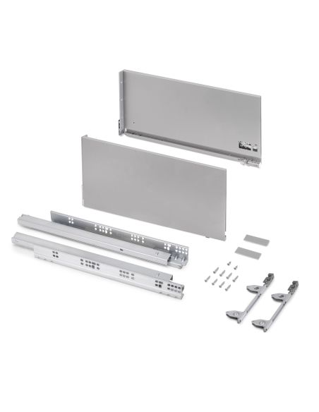 Emuca Cassetto esterno Vertex 60kg, altezza 242mm, profondità 500mm, Acciaio, Verniciato alluminio