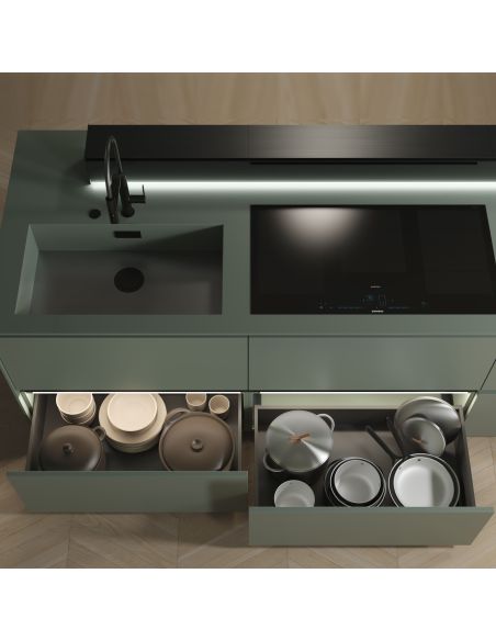 Emuca Cassetto esterno Vertex 60kg, altezza 242mm, profondità 500mm, Acciaio, Verniciato alluminio