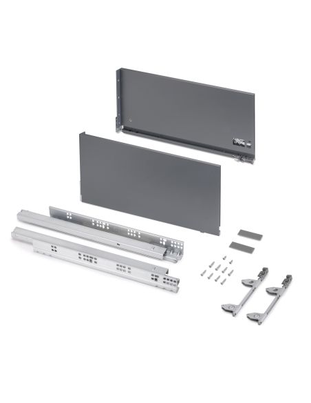 Emuca Cassetto esterno Vertex 60kg, altezza 242 mm, profondità 500 mm, Acciaio, Grigio antracite