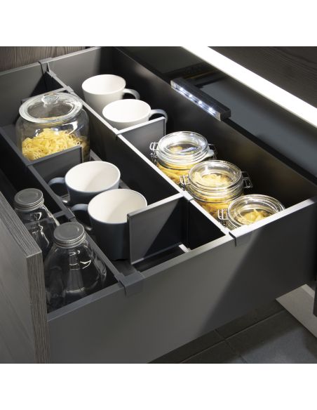 Emuca Set di divisori per interni dei casseti Vertex-Concept, 600, Grigio antracite, Alluminio e Tecnoplastica