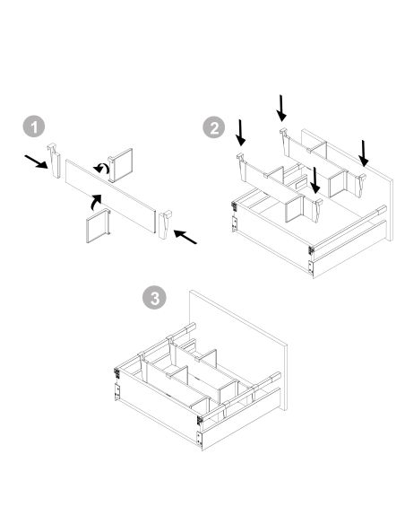 Emuca Set di divisori per interni dei casseti Vertex-Concept, 600, Grigio antracite, Alluminio e Tecnoplastica