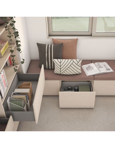 Emuca Cassetto esterno Vertex con regolazione 3D altezza 93mm, 40kg, profondità 500mm, Acciaio, Verniciato alluminio