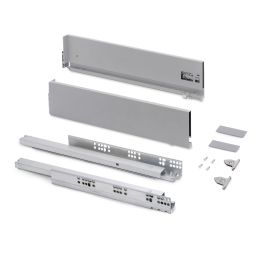 Emuca Cassetto esterno Vertex con regolazione 3D altezza 131mm, 40kg, profondità 450mm, Acciaio, Verniciato alluminio