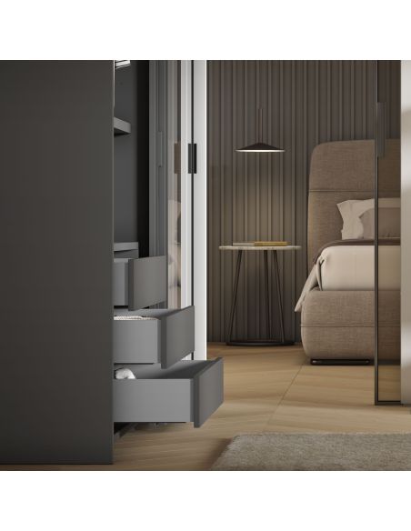 Emuca Cassetto esterno Vertex con regolazione 3D altezza 131mm, 40kg, profondità 450mm, Acciaio, Verniciato alluminio