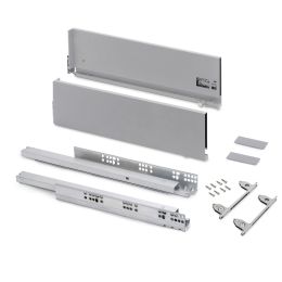 Emuca Cassetto esterno Vertex con regolazione 3D altezza 178mm, 40kg, profondità 350mm, Acciaio, Verniciato alluminio