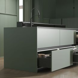 Emuca Cassetto esterno Vertex con regolazione 3D altezza 178mm, 40kg, profondità 350mm, Acciaio, Grigio antracite 2