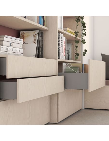 Emuca Cassetto esterno Vertex con regolazione 3D altezza 178mm, 40kg, profondità 450mm, Acciaio, Verniciato alluminio