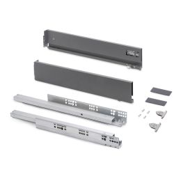 Emuca Cassetto esterno Vertex con regolazione 3D altezza 93mm, 40kg, profondità 300mm, Acciaio, Grigio antracite