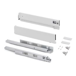 Emuca Cassetto esterno Vertex con regolazione 3D altezza 93mm, 40kg, profondità 400mm, Acciaio, Verniciato bianco