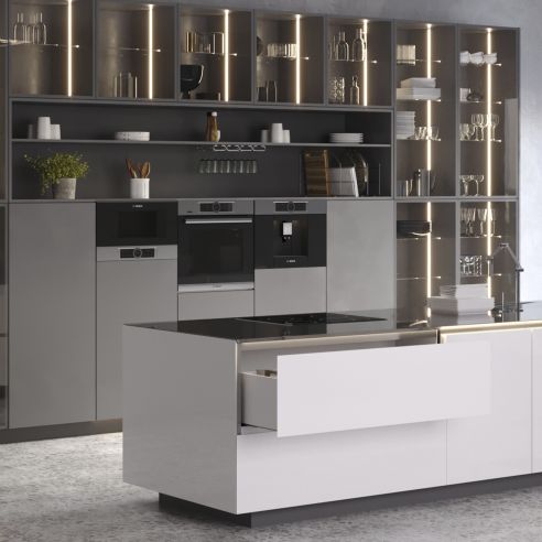 Emuca Cassetto esterno Vertex con regolazione 3D altezza 93mm, 40kg, profondità 550mm, Acciaio, Verniciato bianco