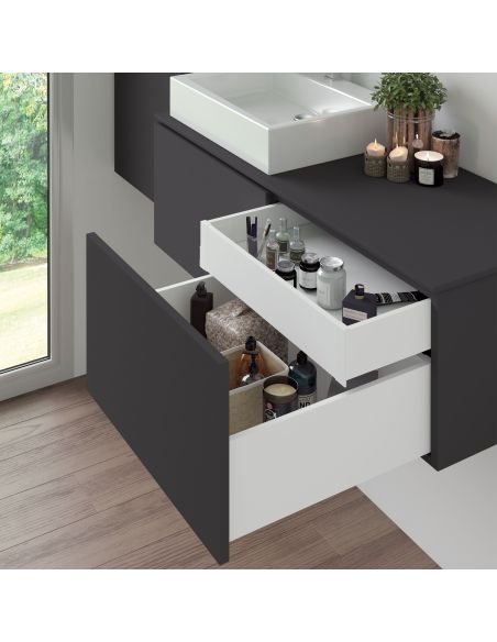 Emuca Cassetto esterno Vertex con regolazione 3D altezza 178mm, 40kg, profondità 550mm, Acciaio, Verniciato bianco