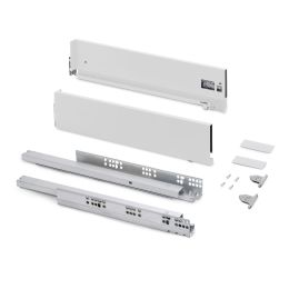 Emuca Cassetto esterno Vertex con regolazione 3D altezza 131mm, 40kg, profondità 400mm, Acciaio, Verniciato bianco