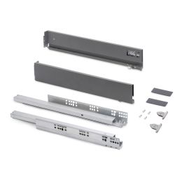 Emuca Cassetto esterno Vertex con regolazione 3D altezza 83mm, 40kg, profondità 450mm, Acciaio, Grigio antracite