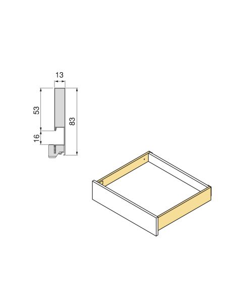 Emuca Cassetto esterno Vertex con regolazione 3D altezza 83mm, 40kg, profondità 450mm, Acciaio, Grigio antracite