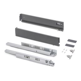 Emuca Cassetto esterno Vertex con regolazione 3D altezza 83mm, 40kg, profondità 500mm, Acciaio, Grigio antracite