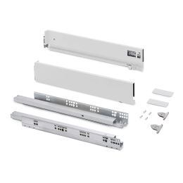 Emuca Cassetto esterno Vertex con regolazione 3D altezza 93mm, 60kg, profondità 500mm, Acciaio, Verniciato bianco