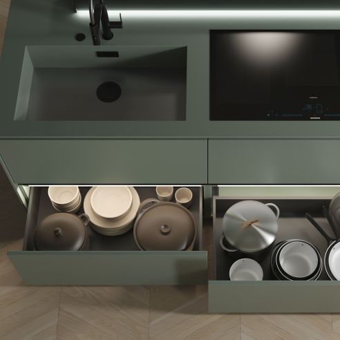 Emuca Cassetto esterno Vertex con regolazione 3D altezza 93mm, 60kg, profondità 500mm, Acciaio, Grigio antracite