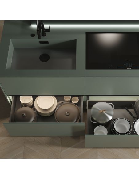 Emuca Cassetto esterno Vertex con regolazione 3D altezza 93mm, 60kg, profondità 500mm, Acciaio, Grigio antracite