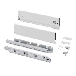 Emuca Cassetto esterno Vertex con regolazione 3D altezza 131mm, 60kg, profondità 500mm, Acciaio, Verniciato bianco