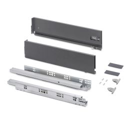 Emuca Cassetto esterno Vertex con regolazione 3D altezza 131mm, 60kg, profondità 500mm, Acciaio, Grigio antracite