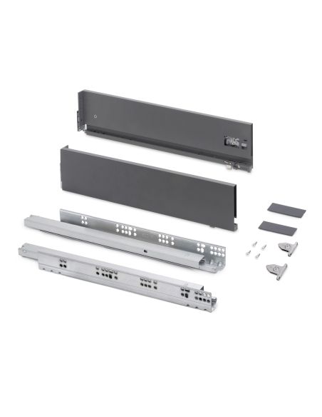 Emuca Cassetto esterno Vertex con regolazione 3D altezza 131mm, 60kg, profondità 500mm, Acciaio, Grigio antracite