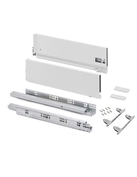 Emuca Cassetto esterno Vertex con regolazione 3D altezza 178mm, 60kg, profondità 500mm, Acciaio, Verniciato bianco